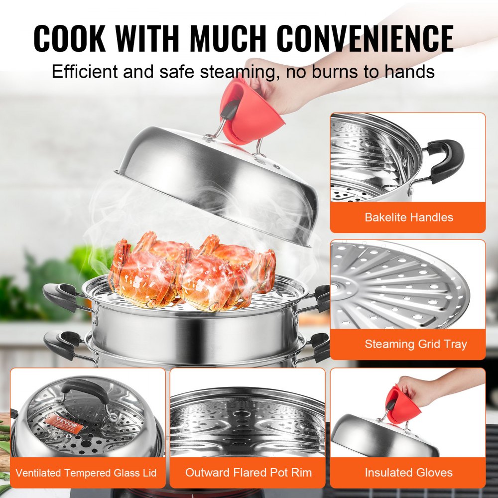010384540794 - 11in Stainless Steel Steamer Set with 8.5QT Stock Pot