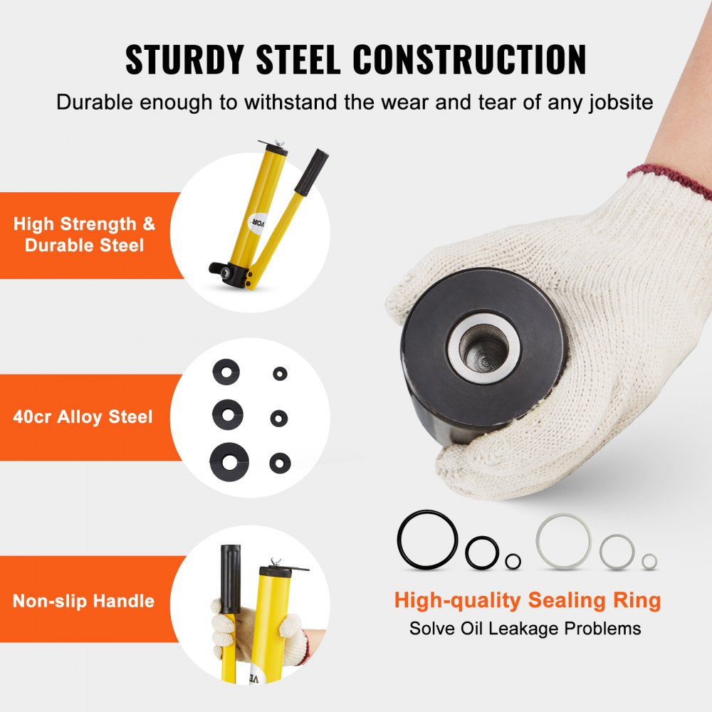 SYK-8B-1 - 10 Ton Hydraulic Hole Punch Kit with 6 Durable Dies
