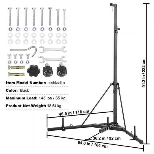 ssshksdj-a - Adjustable Heavy Bag Stand, 400 lbs Capacity, Iron Frame