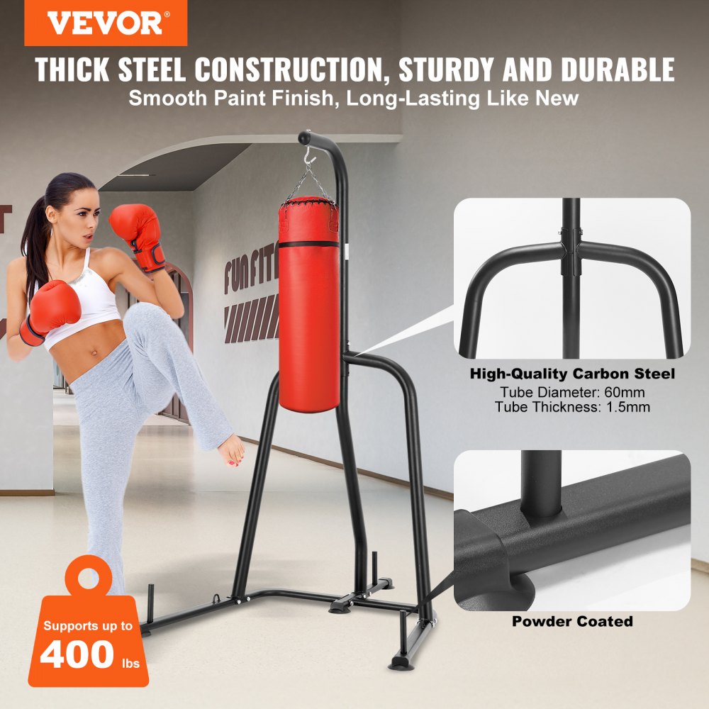 ssshksdj-b - Adjustable VEVOR Punching Bag Stand - Supports 400lbs, 56.3"x49.6"x81.9"