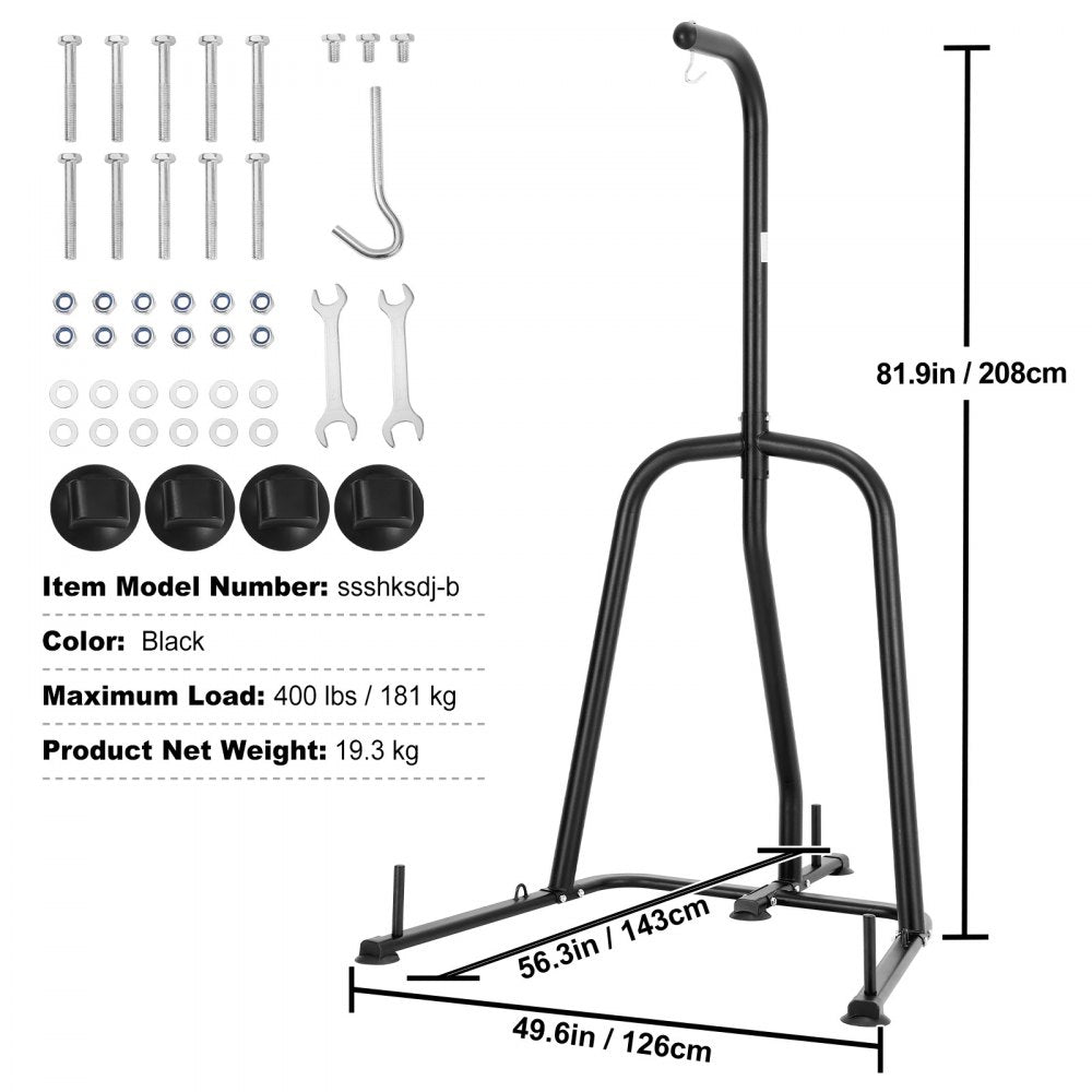 ssshksdj-b - Adjustable VEVOR Punching Bag Stand - Supports 400lbs, 56.3"x49.6"x81.9"
