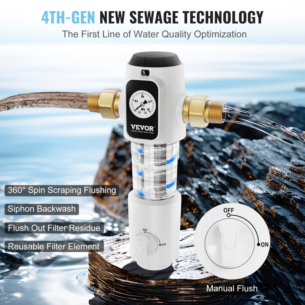 BSK-T2-N12-N - VEVOR 40 Micron Spin Down Filter for Pristine Water Quality