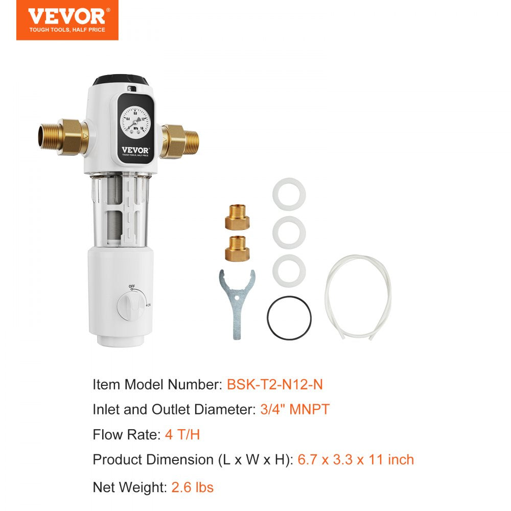 BSK-T2-N12-N - VEVOR 40 Micron Spin Down Filter for Pristine Water Quality