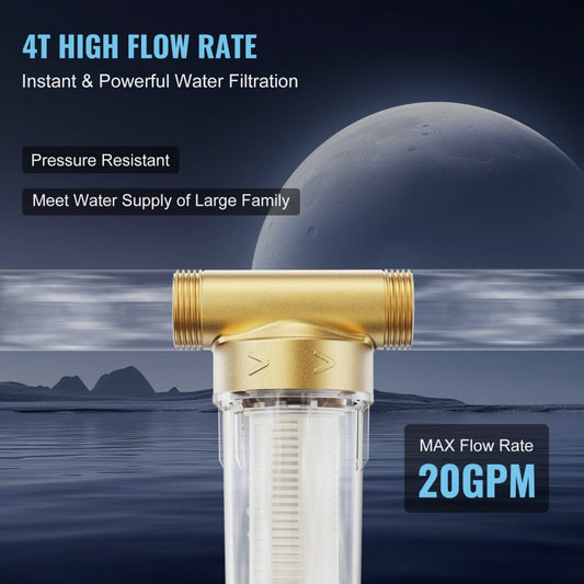 BSK-T1-Z1-N - VEVOR 40 Micron Whole House Sediment Filter with Direct Flush
