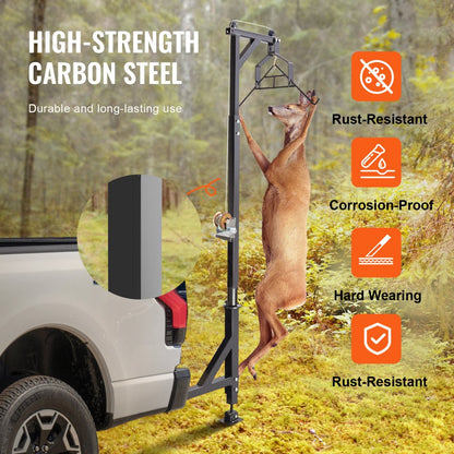GZB88055-CD400LBS+ZCT - Adjustable 78-100.8" Steel Deer Hoist with 1200 lbs Winch