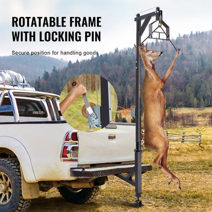 GZB88055-CD400LBS+ZCT - Adjustable 78-100.8" Steel Deer Hoist with 1200 lbs Winch