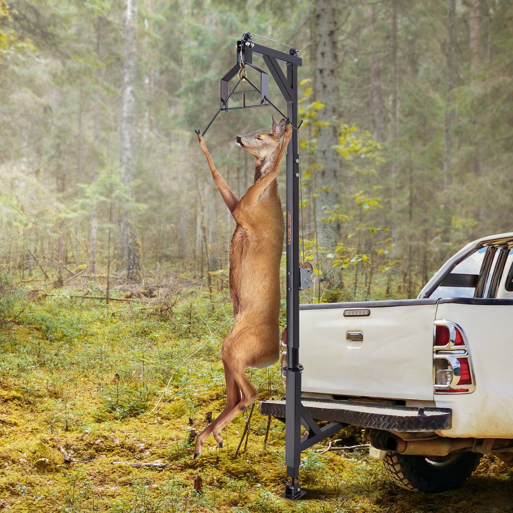 GZB88055-CD400LBS+ZCT - Adjustable 78-100.8" Steel Deer Hoist with 1200 lbs Winch