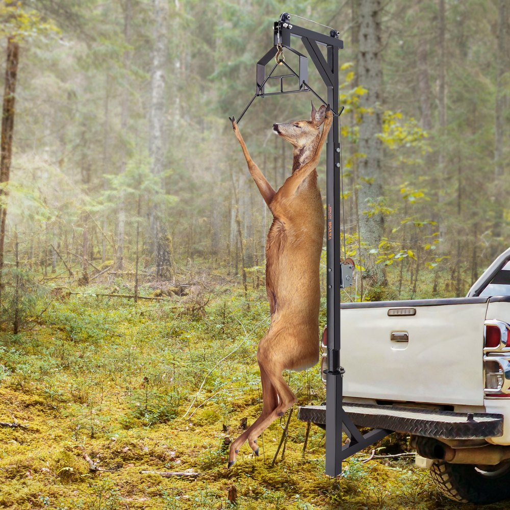 GZB88055-CD400LBS - Adjustable 67.7-84.3" Steel Hitch Deer Hoist with Winch