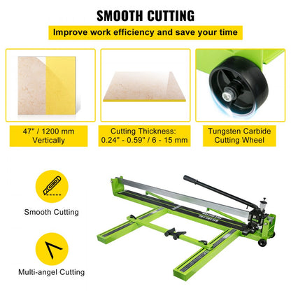 010392204713 - 47-Inch Steel Manual Tile Cutter with Laser Guide