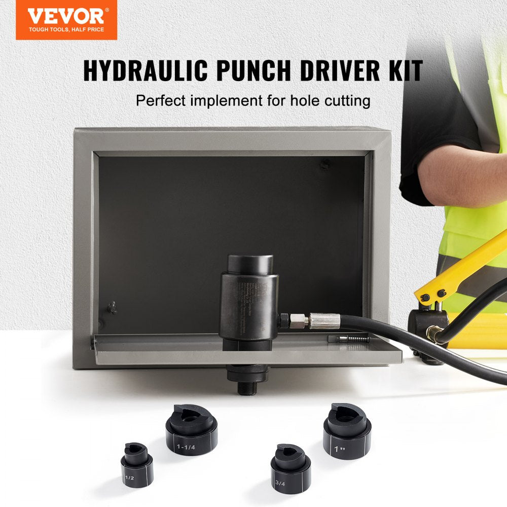 SYK-8T-15T - VEVOR 4-Dies Hydraulic Punch Driver Kit for Efficient Hole Making