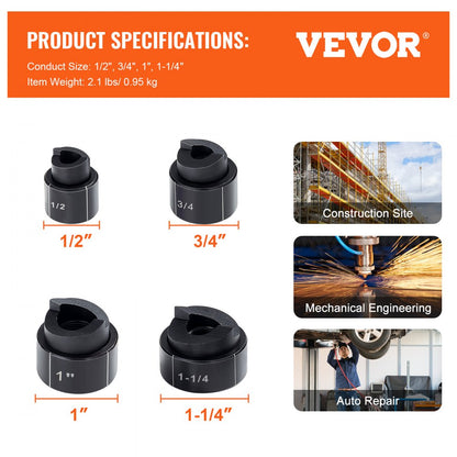 SYK-8T-15T - VEVOR 4-Dies Hydraulic Punch Driver Kit for Efficient Hole Making