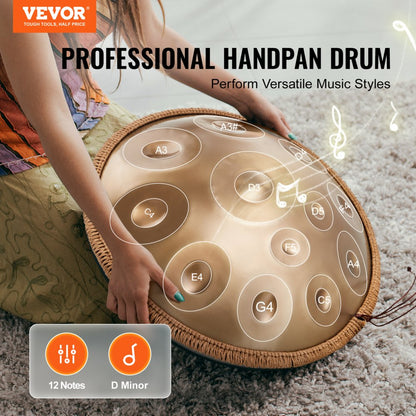 Golden-10 tone sound - 22" D Minor Hand Pan Drum for Beginners