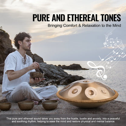 Golden-10 tone sound - 22" D Minor Hand Pan Drum for Beginners
