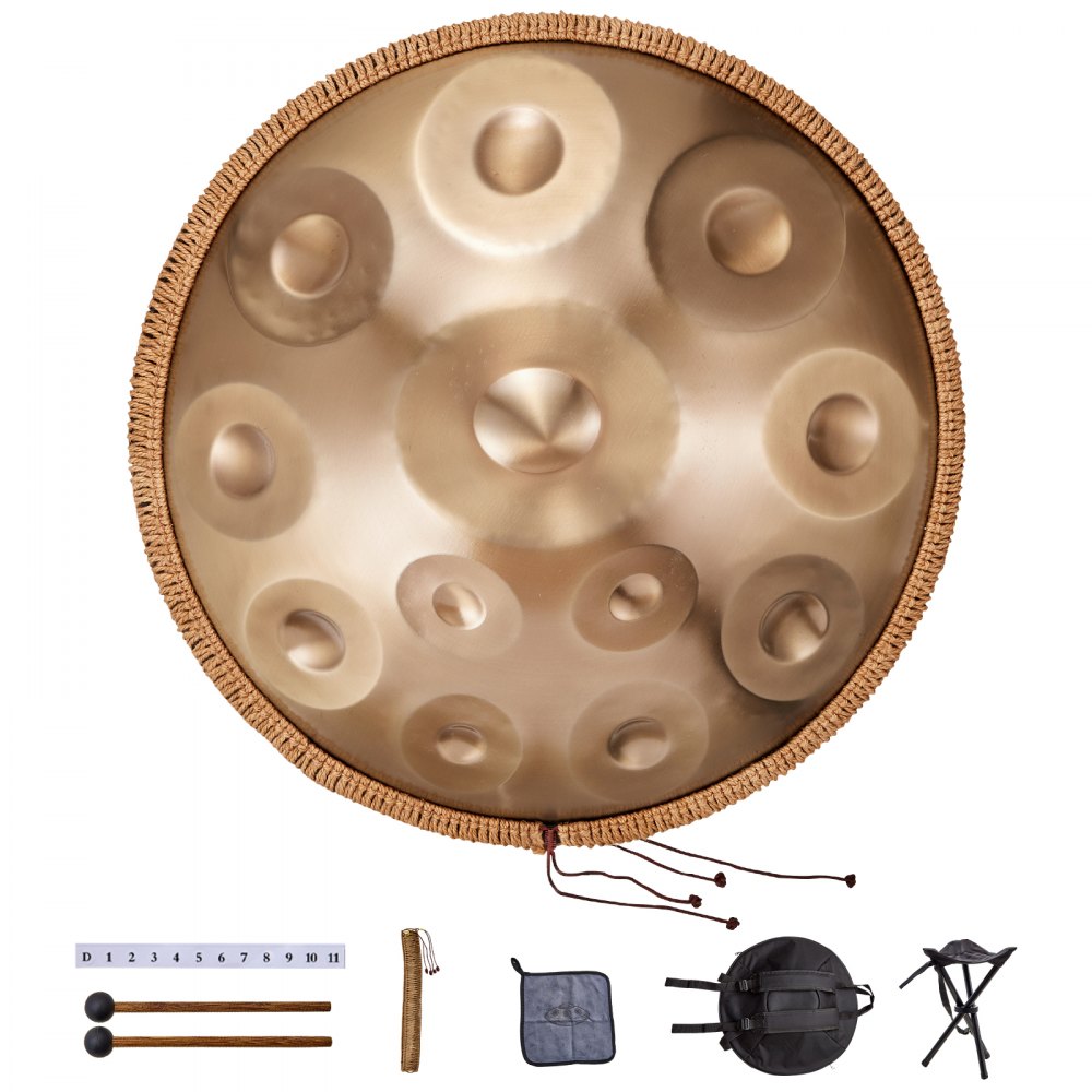 Golden-10 tone sound - 22" D Minor Hand Pan Drum for Beginners