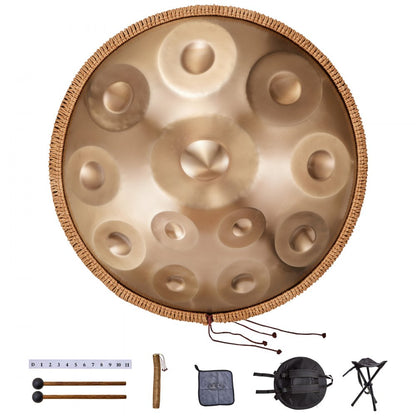 Golden-10 tone sound - 22" D Minor Hand Pan Drum for Beginners