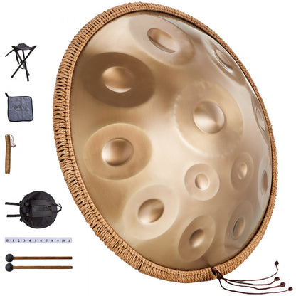 Golden-10 tone sound - 22" D Minor Hand Pan Drum for Beginners