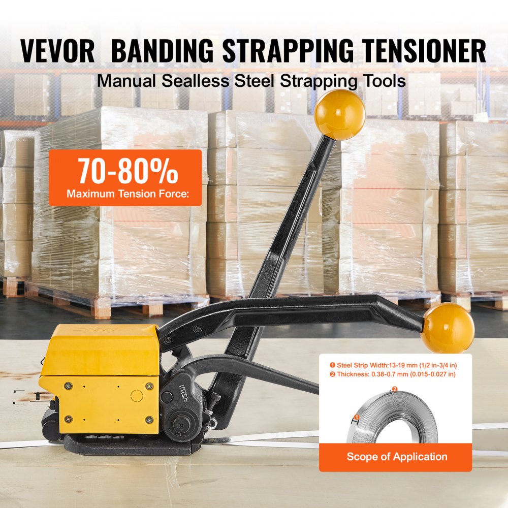 A333 - VEVOR 3-in-1 Steel Strapping Tool, 1/2"-3/4" Width