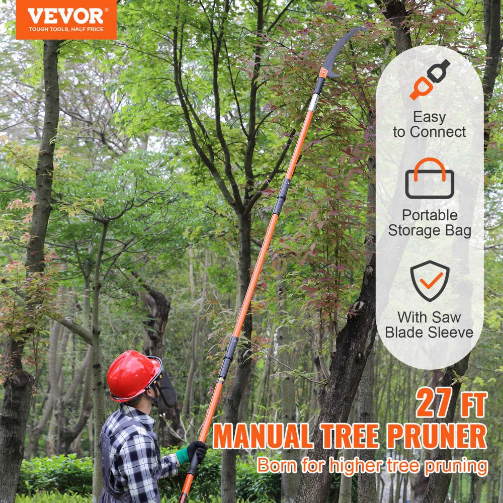 GZJ-8m8 - 7.3-27ft VEVOR Extendable Pole Saw with Steel Blade