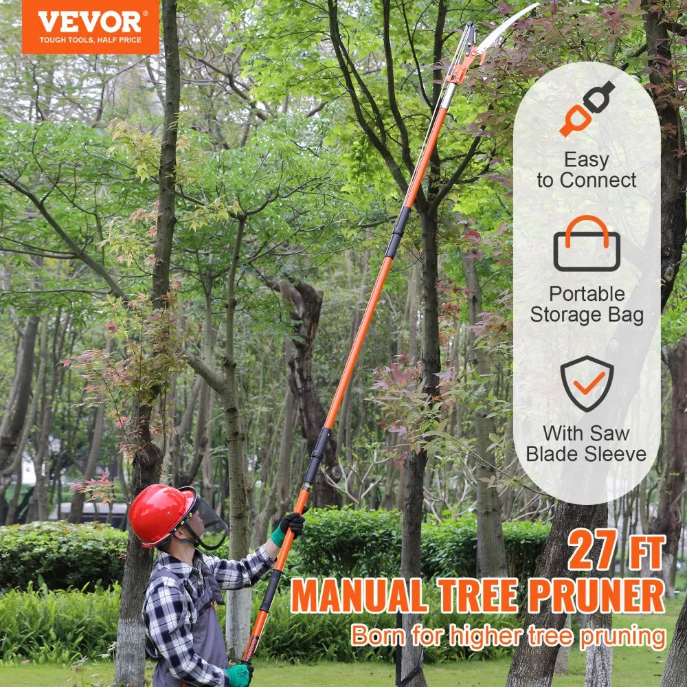 GZJDJZ-8m8 - 7.3 to 27 ft Extendable Manual Pole Saw for Pruning