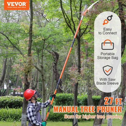 GZJDJZ-8m8 - 7.3 to 27 ft Extendable Manual Pole Saw for Pruning