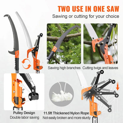 GZJDJZ-8m8 - 7.3 to 27 ft Extendable Manual Pole Saw for Pruning