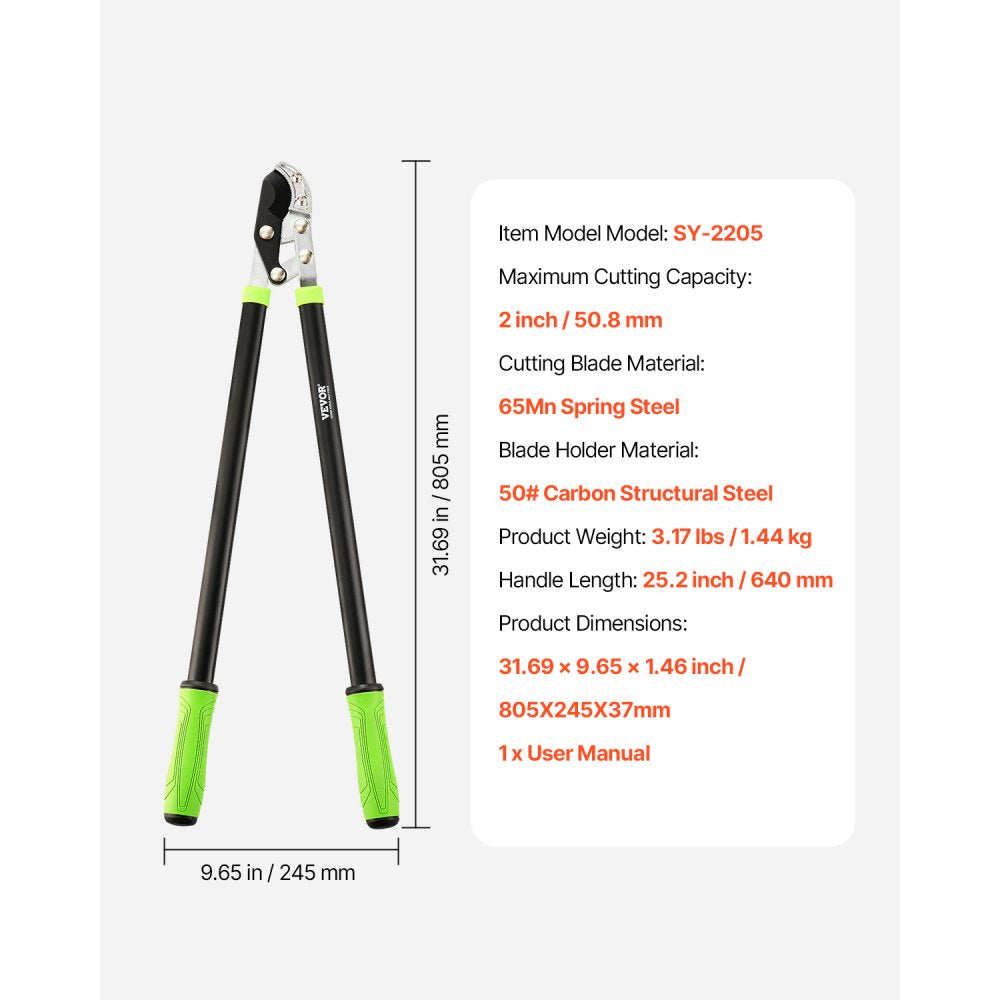 SY-2205 - 32" Heavy-Duty Steel Blade Anvil Lopper for Easy Pruning