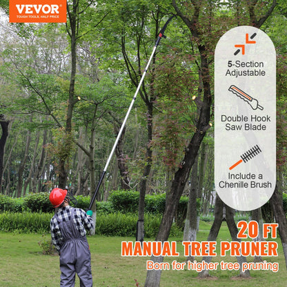 GZJ-6m5 - 20 ft VEVOR Extendable Pole Saw for High Branch Trimming
