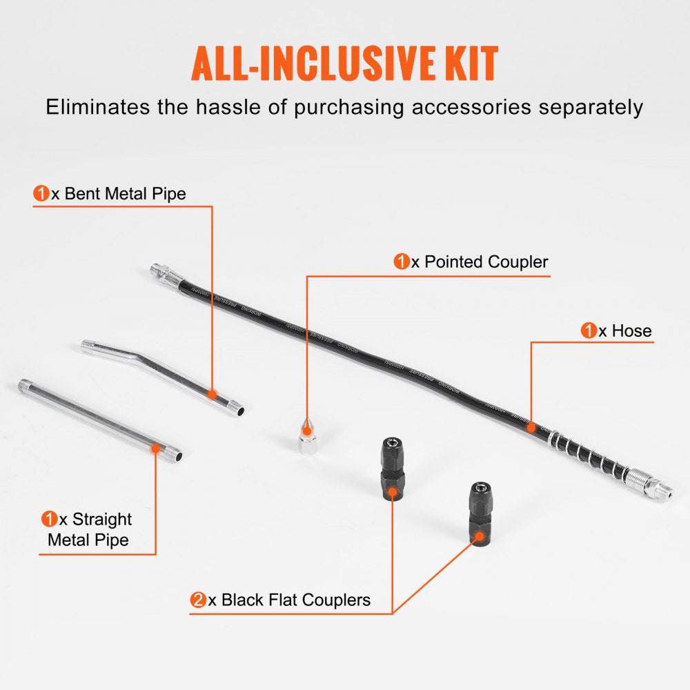 LD-2710 - 10,000 PSI VEVOR Grease Gun with Flexible Hose & Attachments
