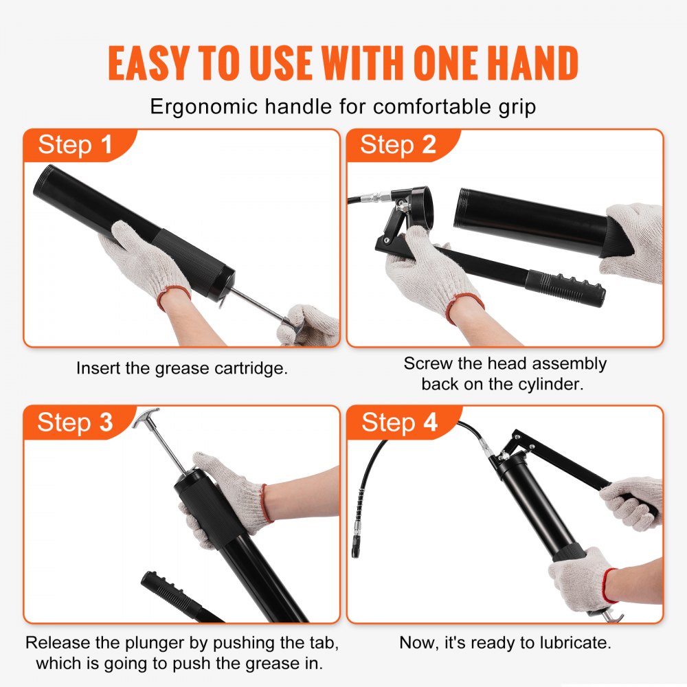 LD-2710 - 10,000 PSI VEVOR Grease Gun with Flexible Hose & Attachments