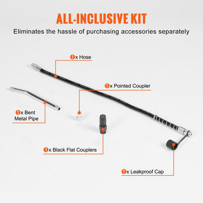 LD-867B - Heavy-Duty 6000 PSI Grease Gun with 17.72-Inch Hose