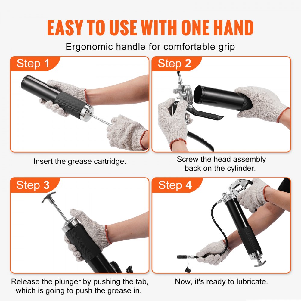 LD-867A - 6000 PSI Heavy Duty Pistol Grip Grease Gun, 14 OZ Capacity
