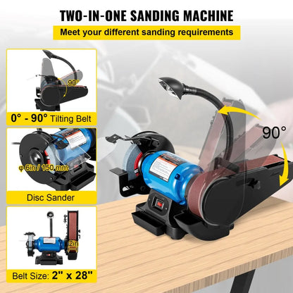 010234289472 - Heavy-Duty 6" Disc & 2" Belt Sander with Tilting Feature