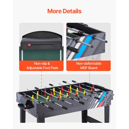 SUM-4824-4K - 48" 4-in-1 Game Table: Air Hockey, Foosball, Billiards & Tennis