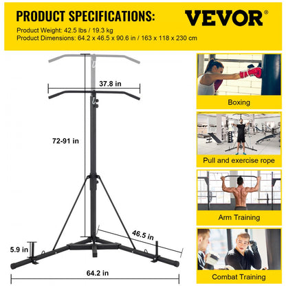 HRAT31A - Adjustable 2-in-1 Heavy Bag Stand for Fitness Training