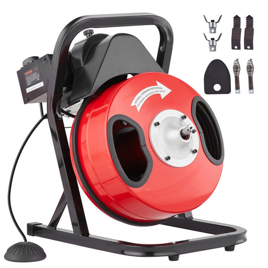 D1000 - Portable 50FT Electric Drain Cleaner with Durable Steel Cable
