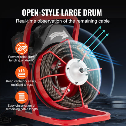 D1000 - 75FT Electric Drain Cleaner with Durable Steel Core Cable