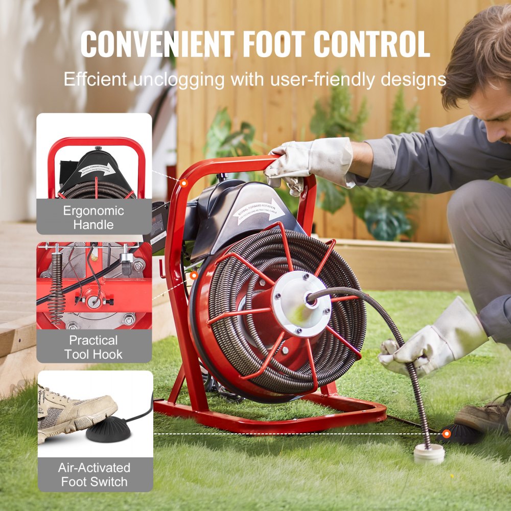 D1000 - 75FT Electric Drain Cleaner with Durable Steel Core Cable