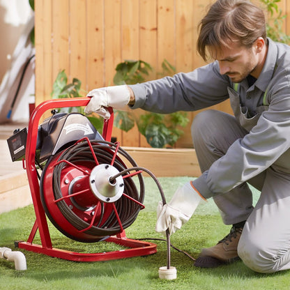 D1000 - 50FT VEVOR Electric Drain Cleaner with Steel Cable and Foot Pedal