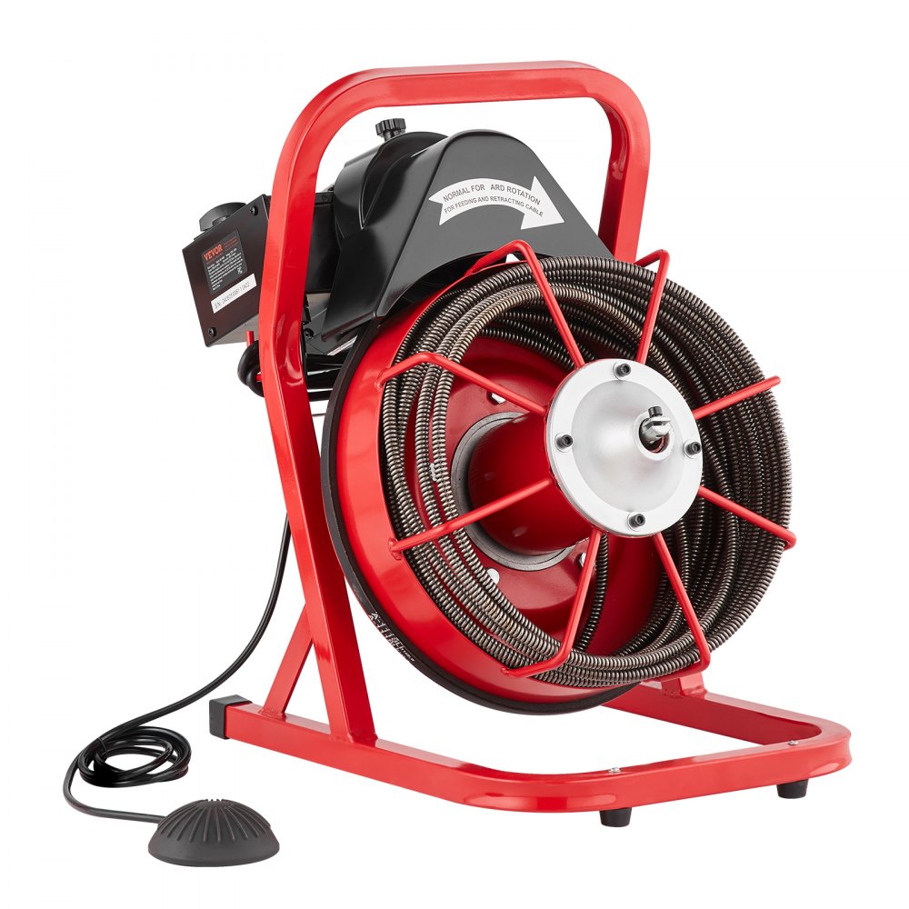 D1000 - 50FT VEVOR Electric Drain Cleaner with Steel Cable and Foot Pedal