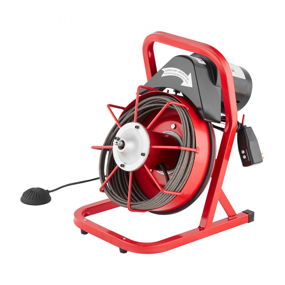 D1000 - 50FT VEVOR Electric Drain Cleaner with Steel Cable and Foot Pedal