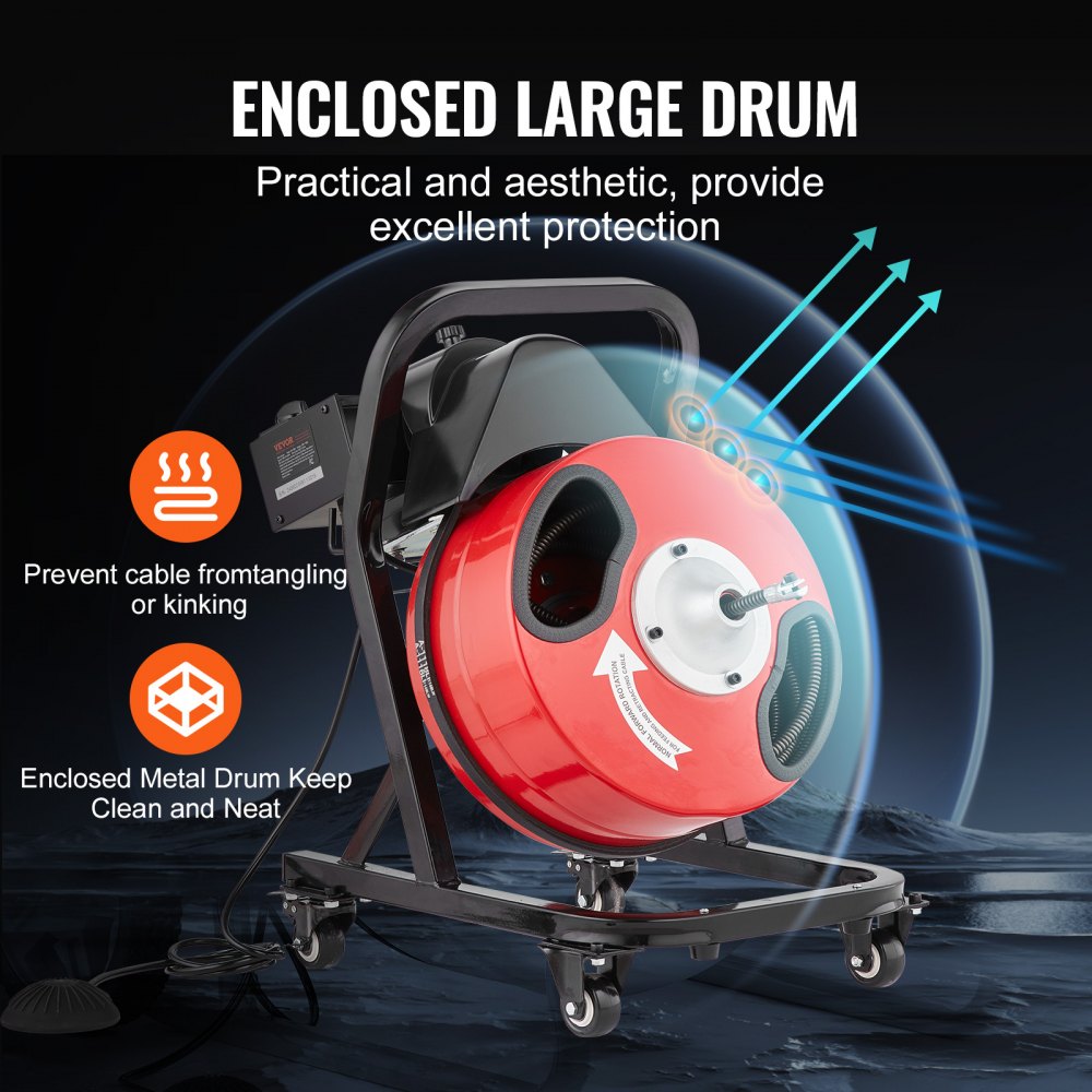 D1000 - 50FT VEVOR Electric Drain Cleaner with Durable Cable