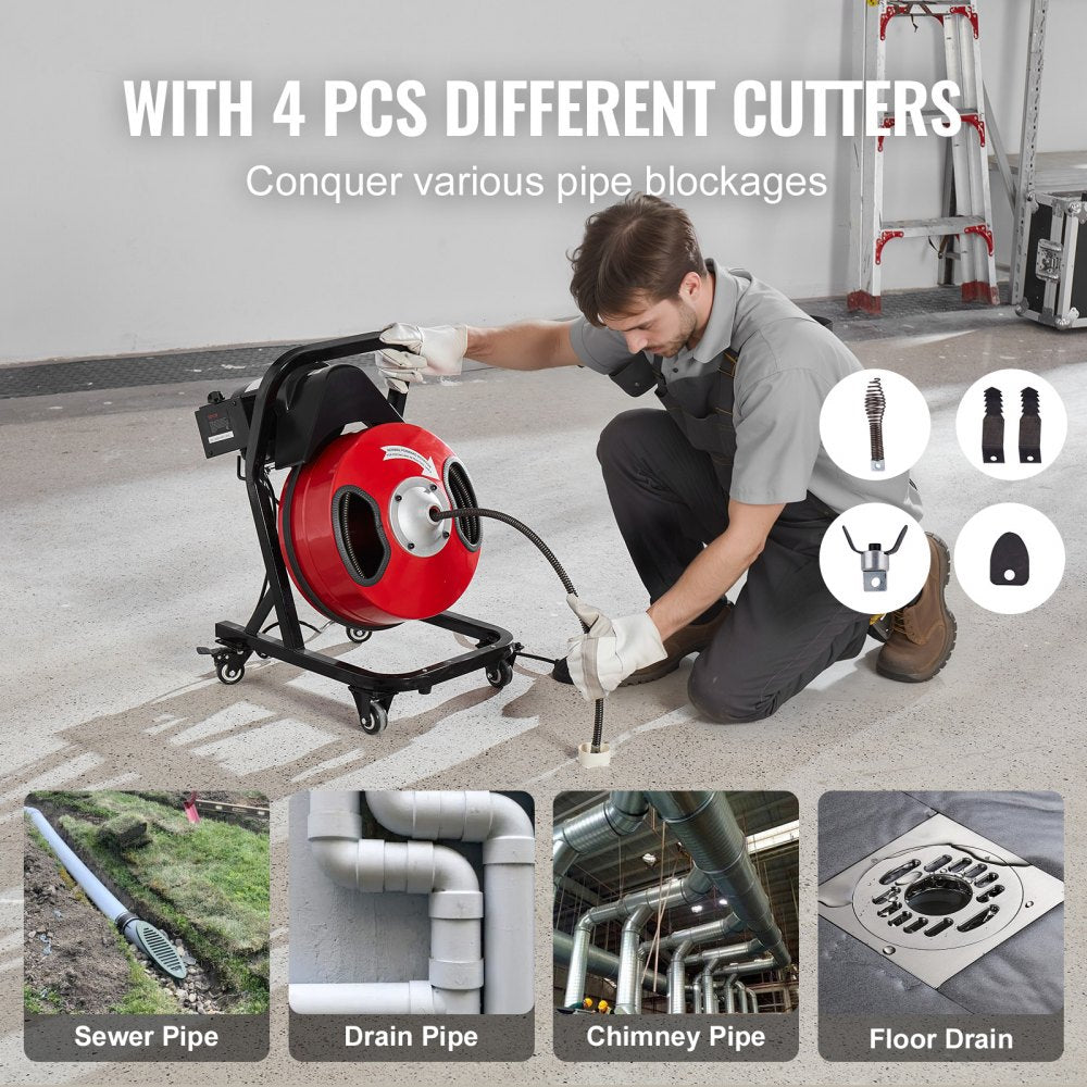 D1000 - 50FT VEVOR Electric Drain Cleaner with Durable Cable