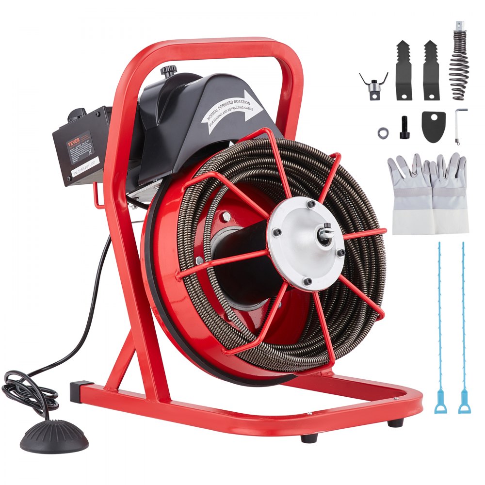 D1000 - VEVOR 75FT Drain Cleaning Machine with Ergonomic Handle