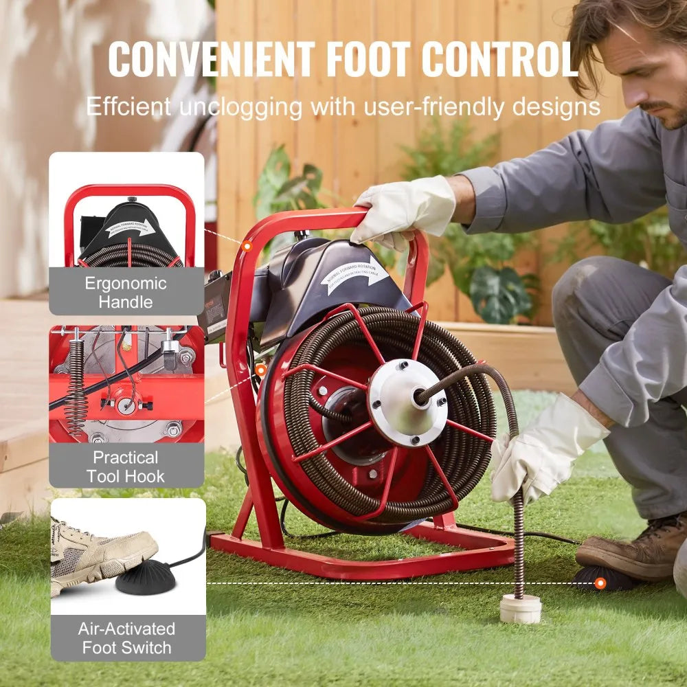 D1000 - 50FT Electric Drain Cleaner with Interchangeable Cutters