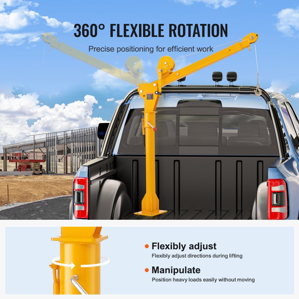 HXCZDJ-05 - Compact Pickup Truck Crane, 1100 lbs Lifting Capacity, Foldable Design