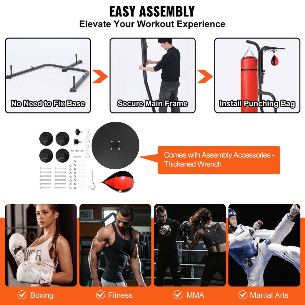 ssshksdj-c - Sturdy 2-in-1 Punching Bag Stand for Home Gym