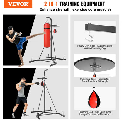 ssshksdj-d - Durable 2-in-1 Steel Punching Bag Stand, 400 lbs Capacity