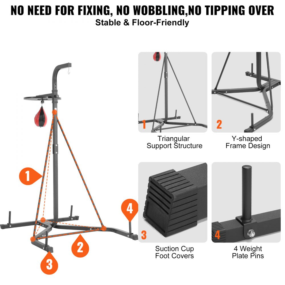 ssshksdj-d - Durable 2-in-1 Steel Punching Bag Stand, 400 lbs Capacity