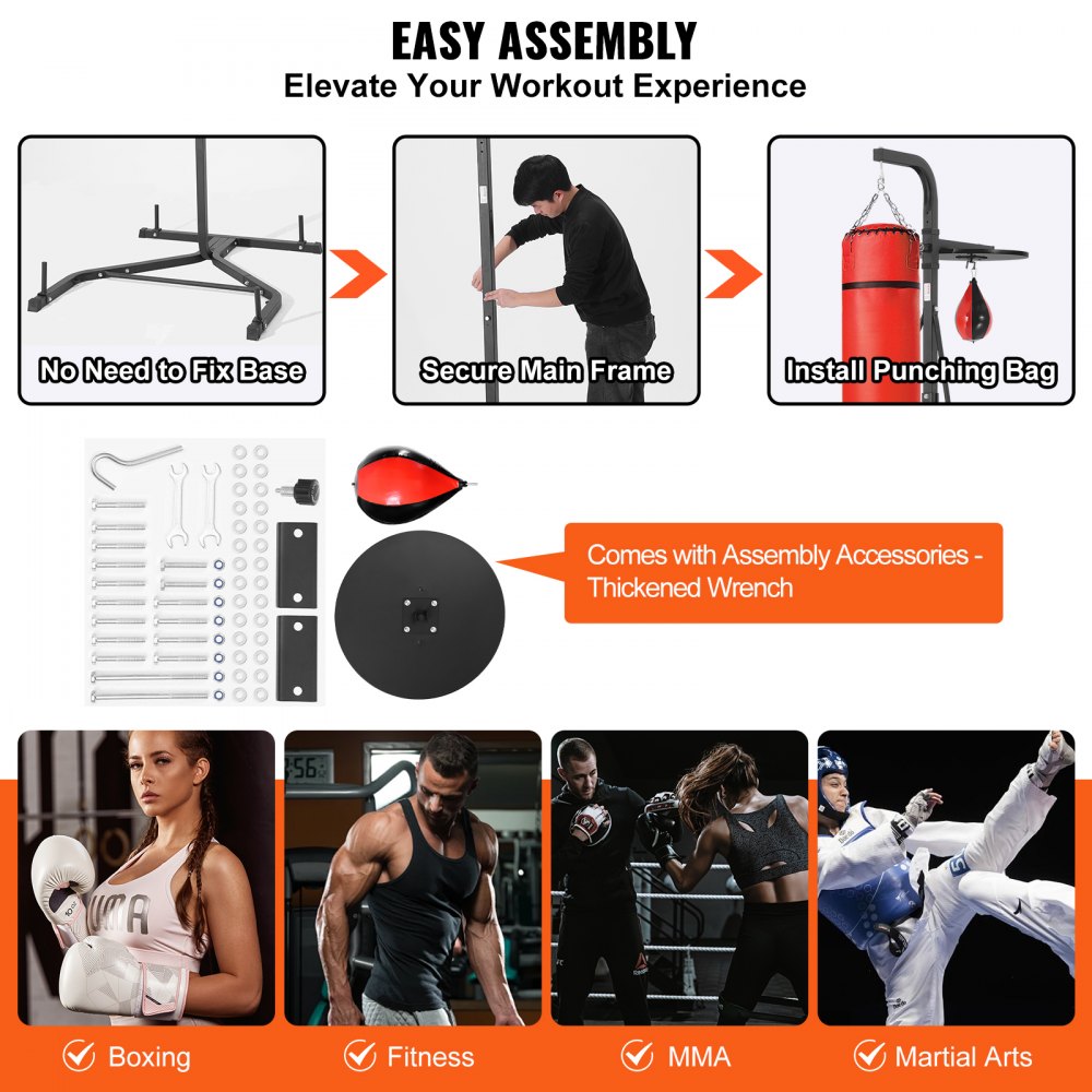 ssshksdj-d - Durable 2-in-1 Steel Punching Bag Stand, 400 lbs Capacity