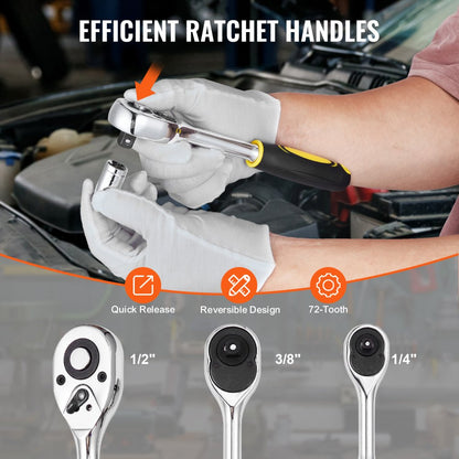KL-30205 - 207-Piece Alloy Steel Mechanics Tool Set with Ratchet & Sockets